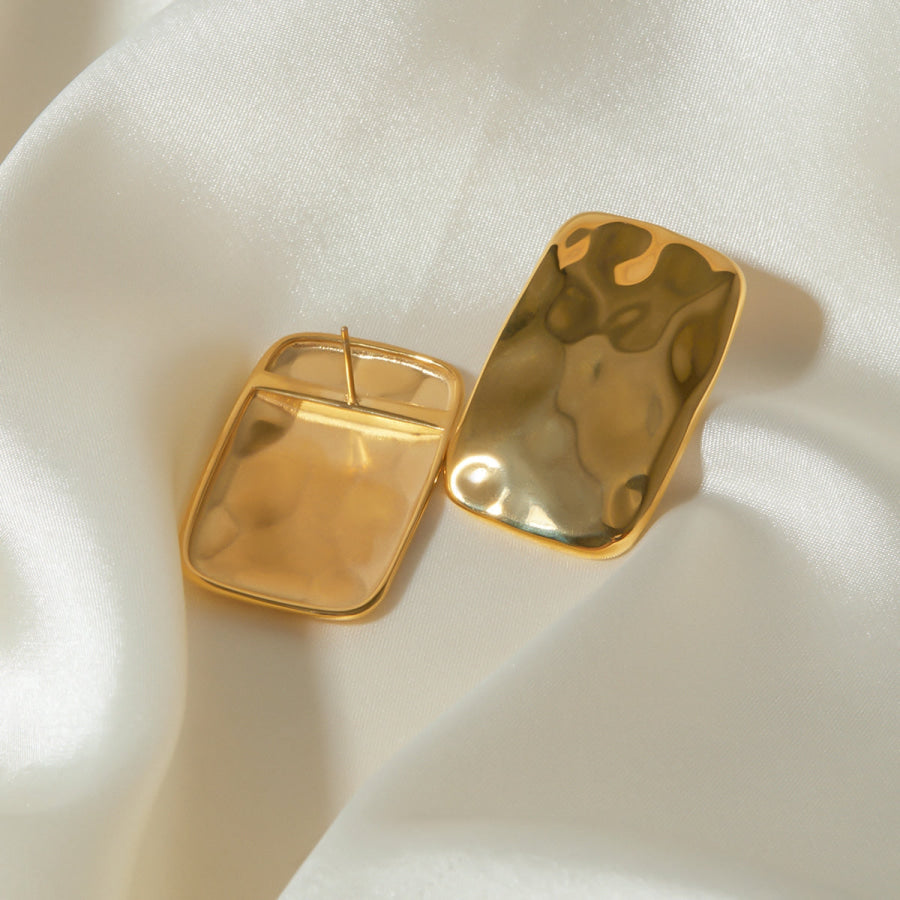 18K Gold-Plated Square Earrings Gold / One Size Apparel and Accessories