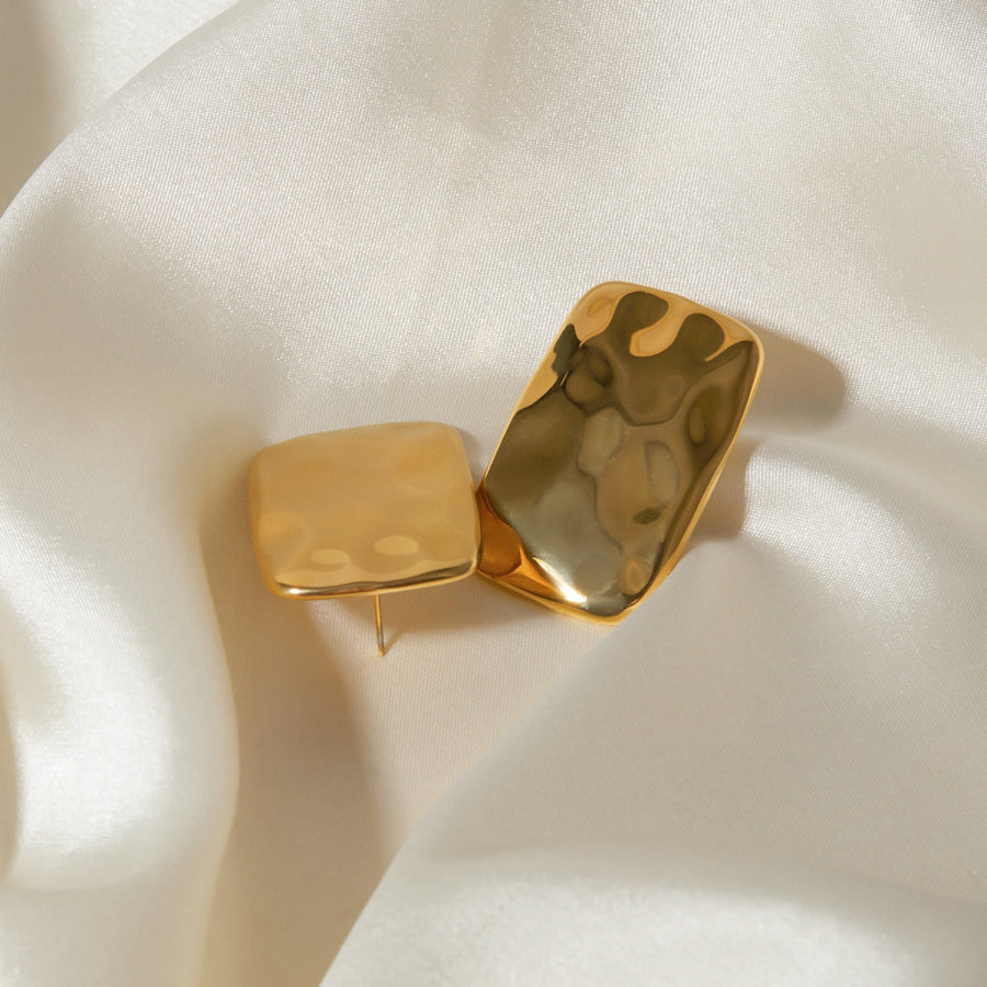 18K Gold-Plated Square Earrings Gold / One Size Apparel and Accessories