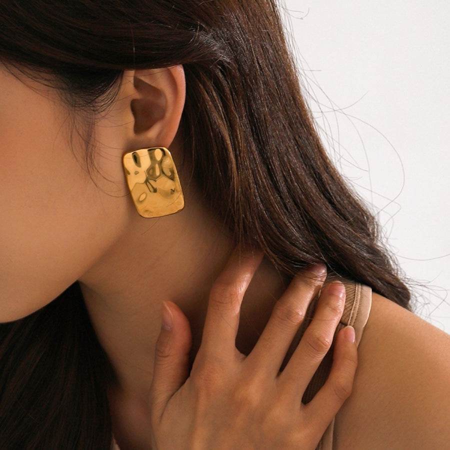 18K Gold-Plated Square Earrings Gold / One Size Apparel and Accessories