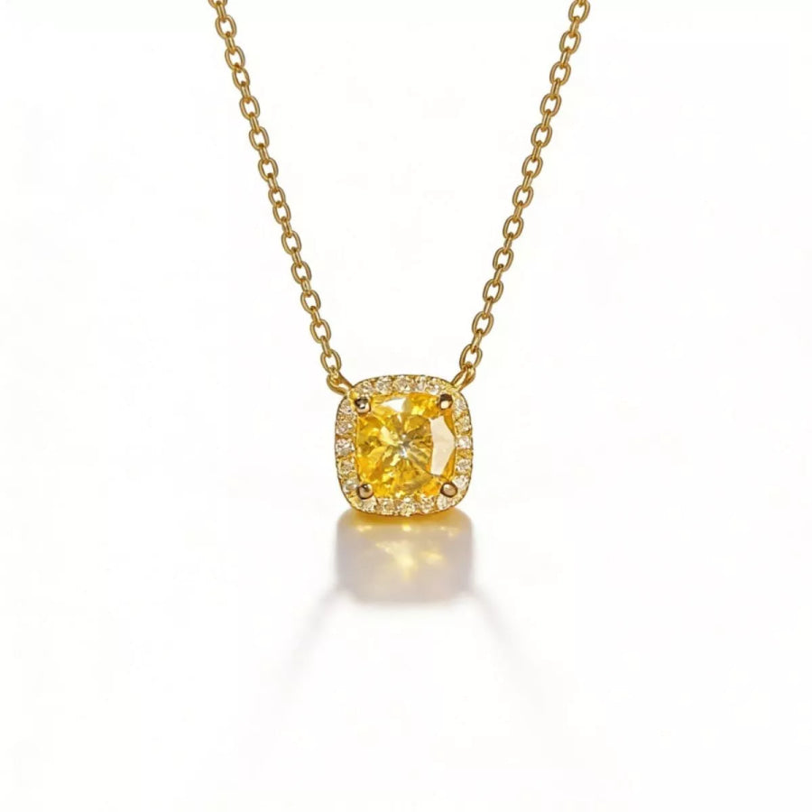18K Gold-Plated Square Pendant Necklace Gold / One Size Apparel and Accessories