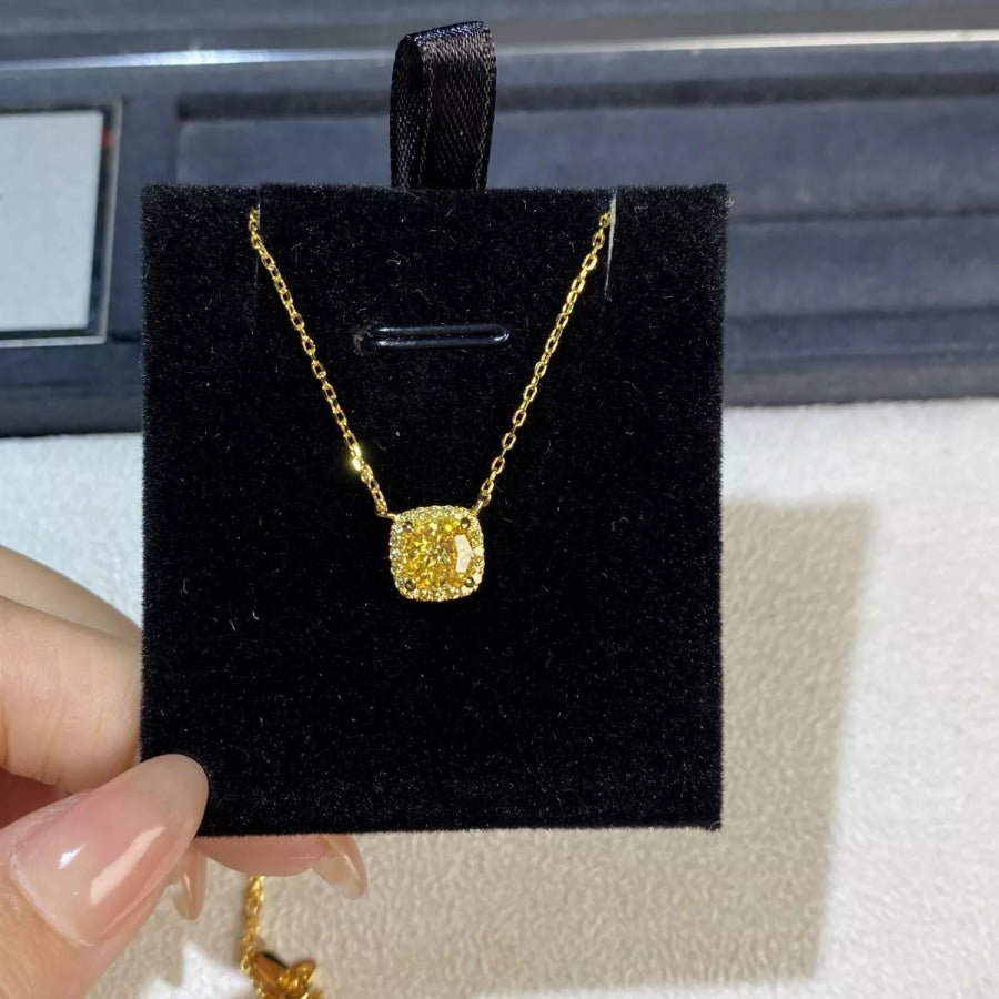 18K Gold-Plated Square Pendant Necklace Gold / One Size Apparel and Accessories