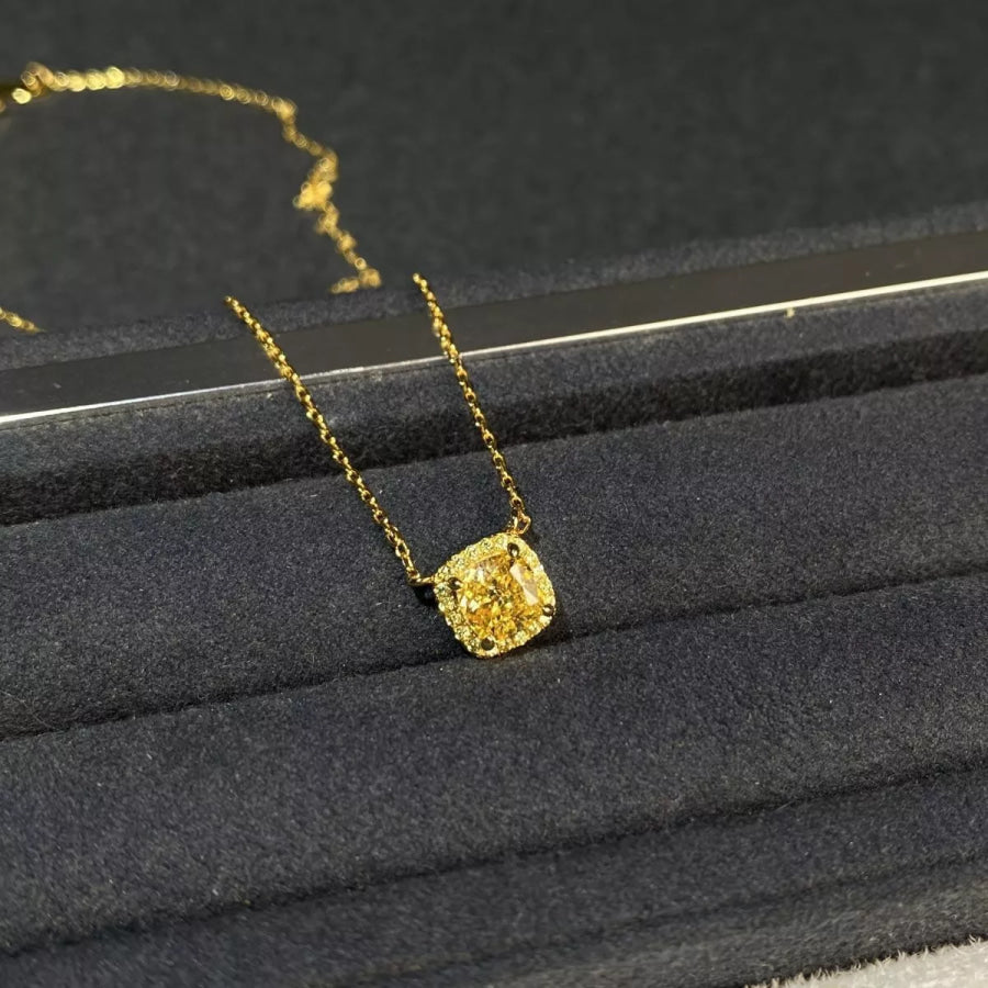 18K Gold-Plated Square Pendant Necklace Gold / One Size Apparel and Accessories