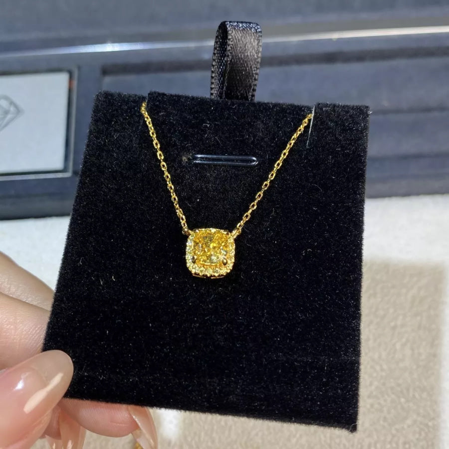 18K Gold-Plated Square Pendant Necklace Gold / One Size Apparel and Accessories