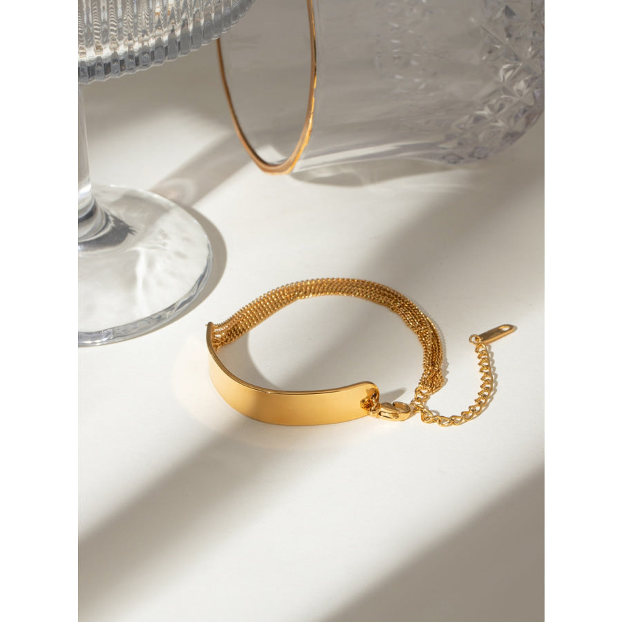 18K Gold-Plated Stainless Steel Bracelet Gold / One Size Apparel and Accessories