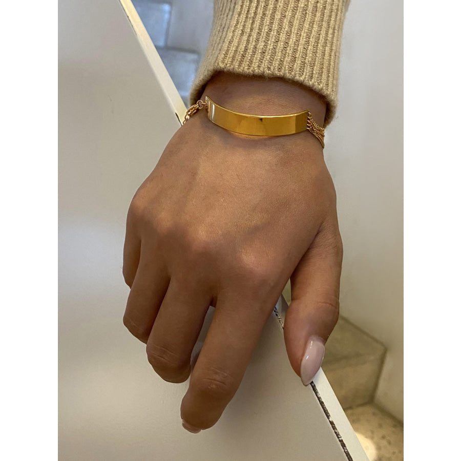 18K Gold-Plated Stainless Steel Bracelet Gold / One Size Apparel and Accessories