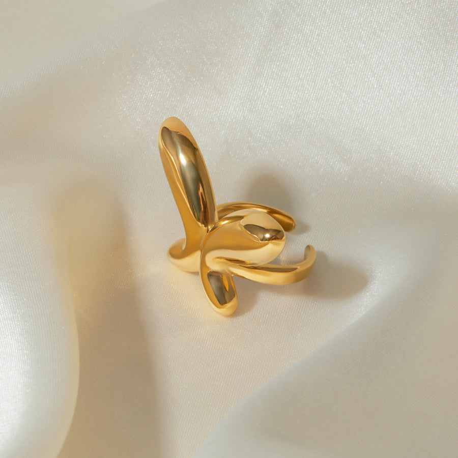 18K Gold-Plated Stainless Steel Butterfly Ring Gold / 7 Apparel and Accessories