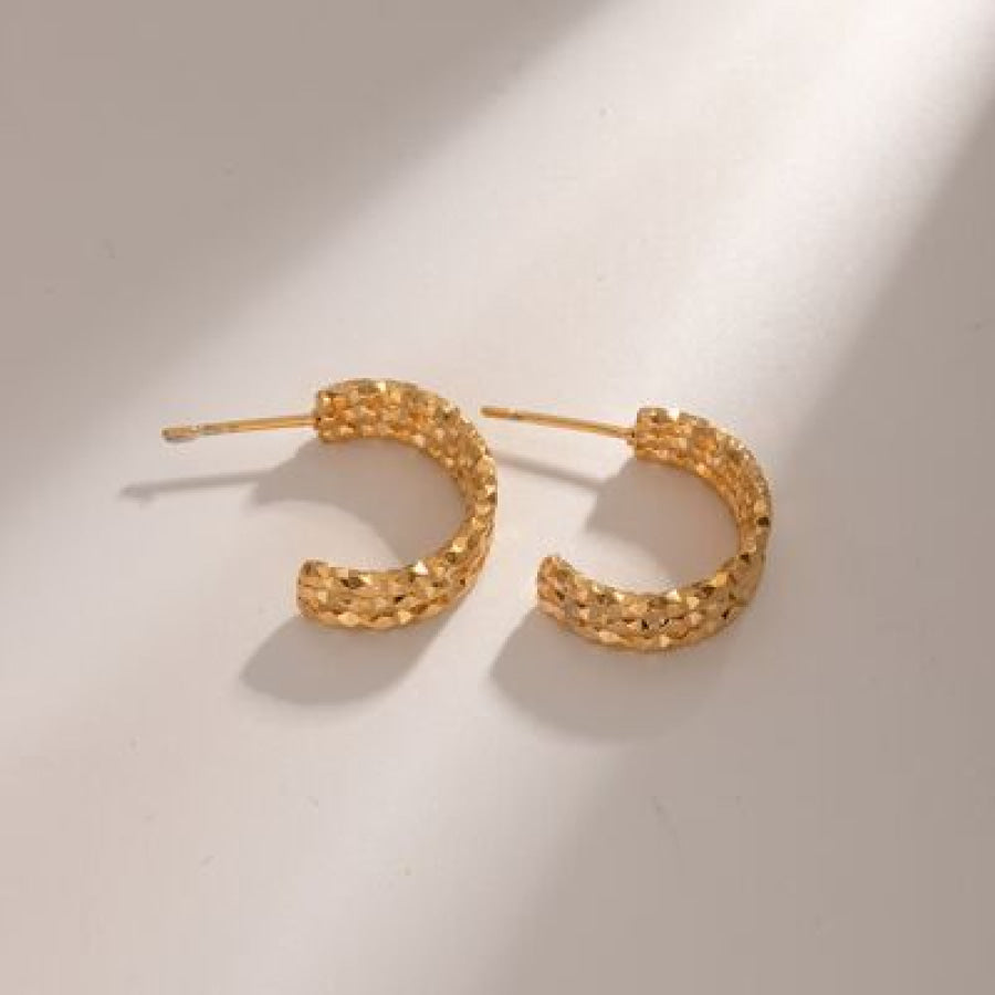 18K Gold - Plated Stainless Steel C - Hoop Earrings Gold / One Size Apparel and Accessories