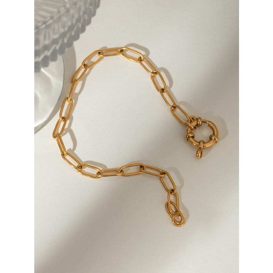 18K Gold-Plated Stainless Steel Chain Bracelet Gold / One Size Apparel and Accessories