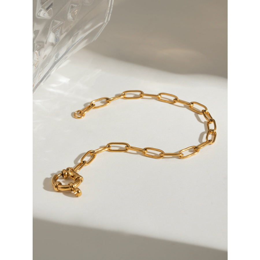 18K Gold-Plated Stainless Steel Chain Bracelet Gold / One Size Apparel and Accessories