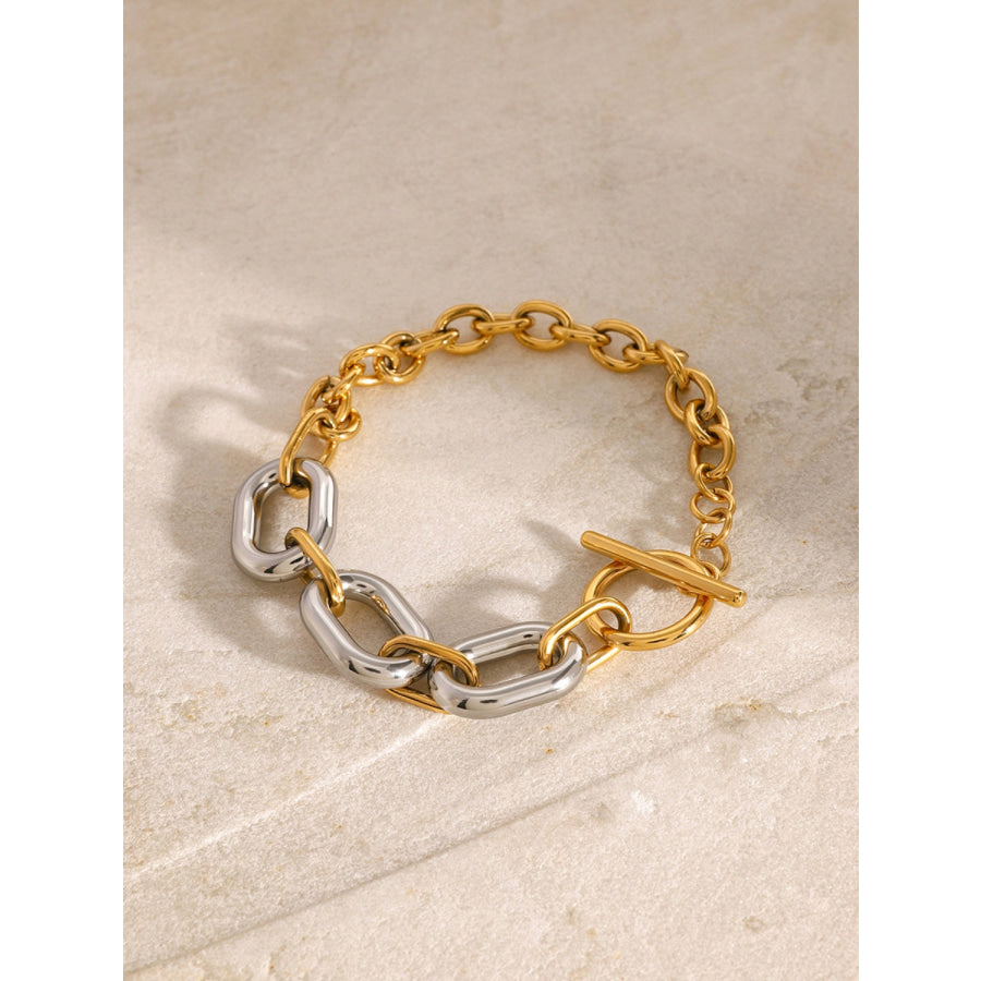 18K Gold-Plated Stainless Steel Chain Bracelet Gold / One Size Apparel and Accessories