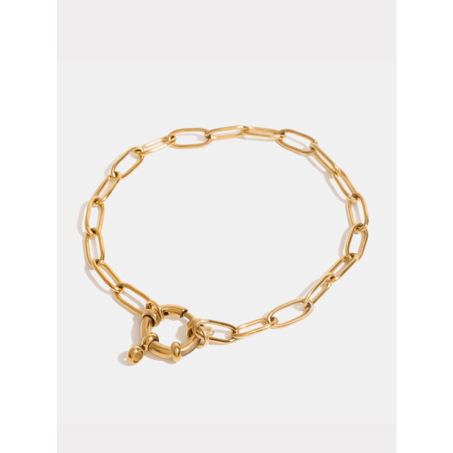 18K Gold-Plated Stainless Steel Chain Bracelet Gold / One Size Apparel and Accessories