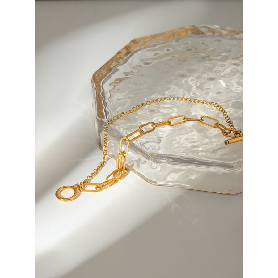 18K Gold-Plated Stainless Steel Chain Bracelet Gold / One Size Apparel and Accessories