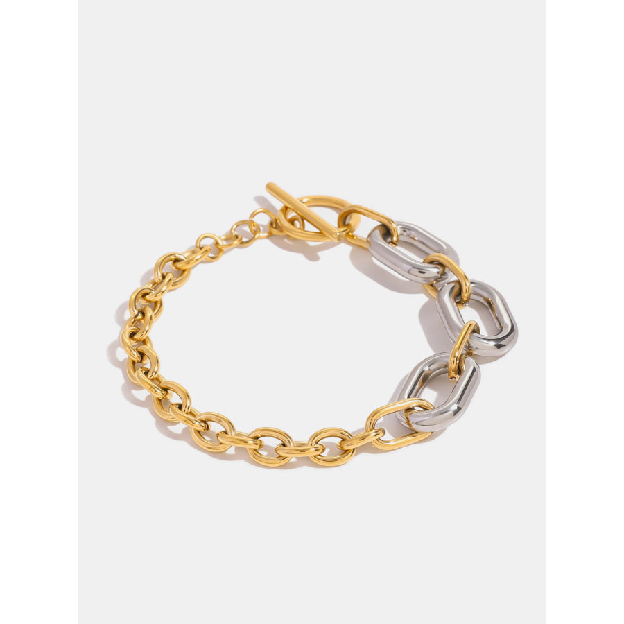 18K Gold-Plated Stainless Steel Chain Bracelet Gold / One Size Apparel and Accessories