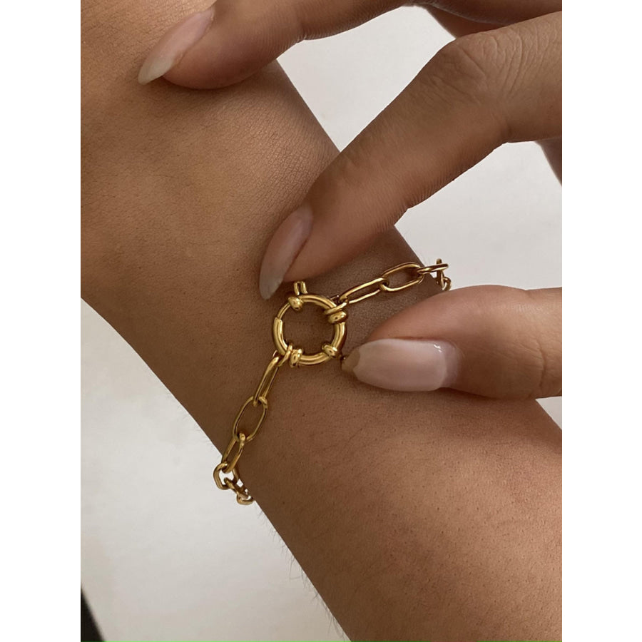 18K Gold-Plated Stainless Steel Chain Bracelet Gold / One Size Apparel and Accessories