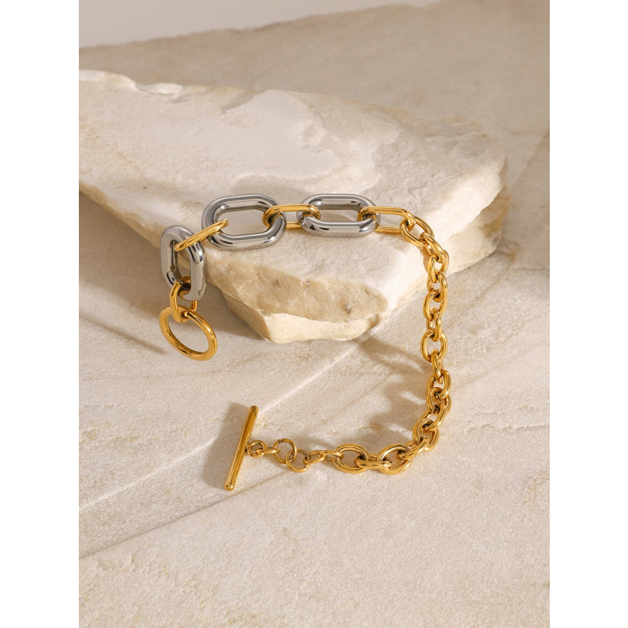 18K Gold-Plated Stainless Steel Chain Bracelet Gold / One Size Apparel and Accessories