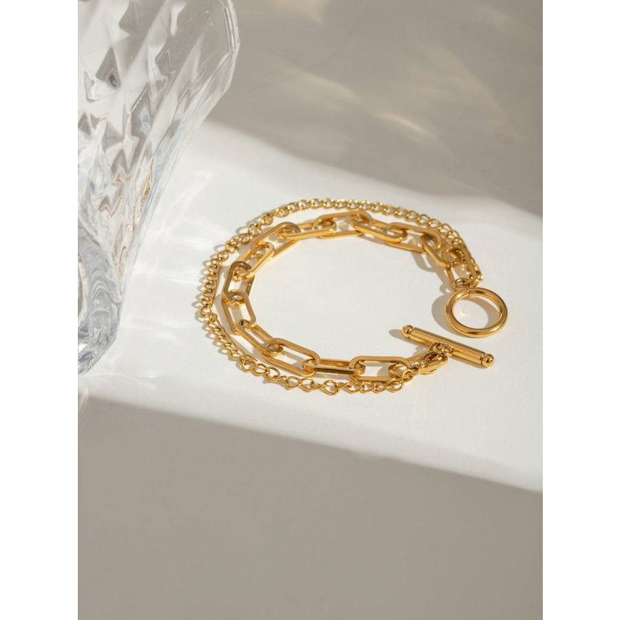 18K Gold-Plated Stainless Steel Chain Bracelet Gold / One Size Apparel and Accessories