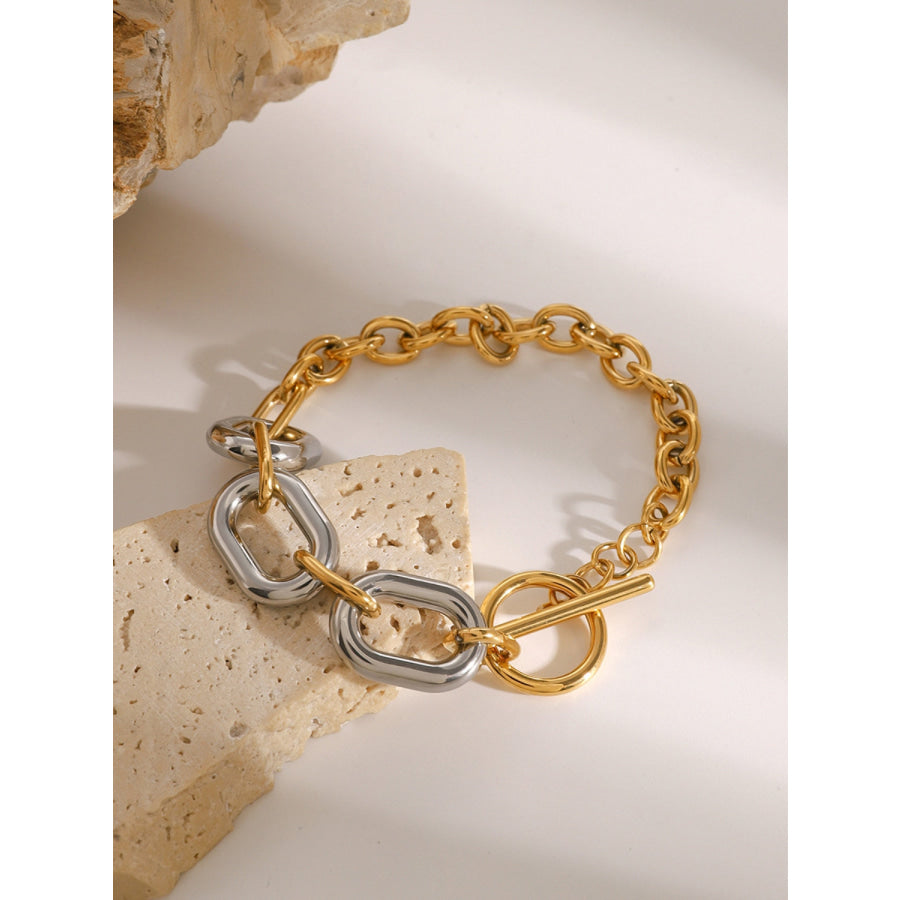 18K Gold-Plated Stainless Steel Chain Bracelet Gold / One Size Apparel and Accessories