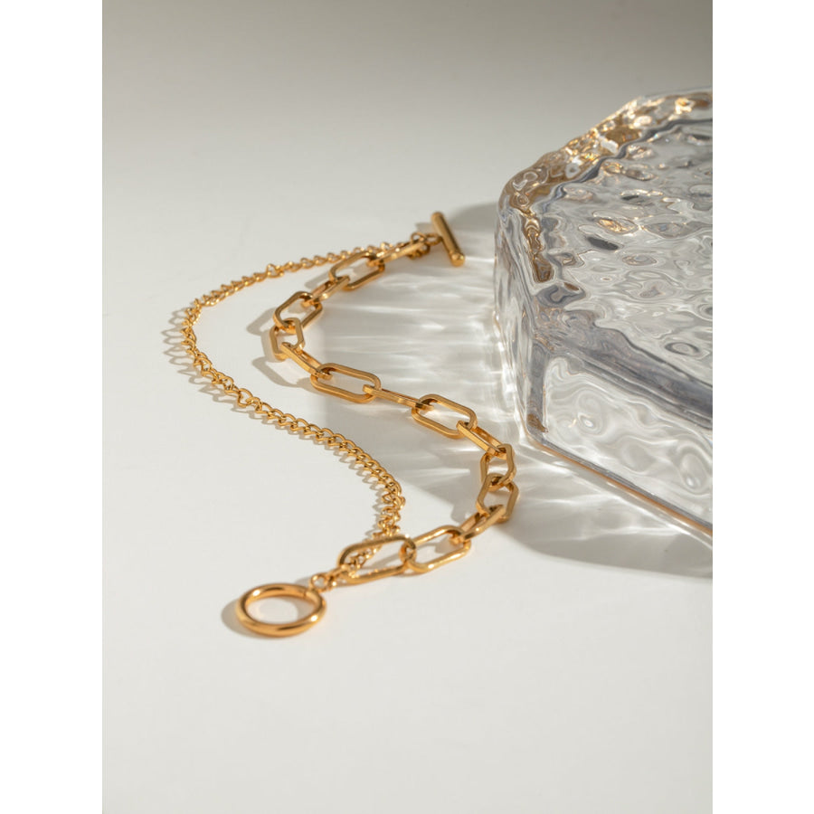 18K Gold-Plated Stainless Steel Chain Bracelet Gold / One Size Apparel and Accessories