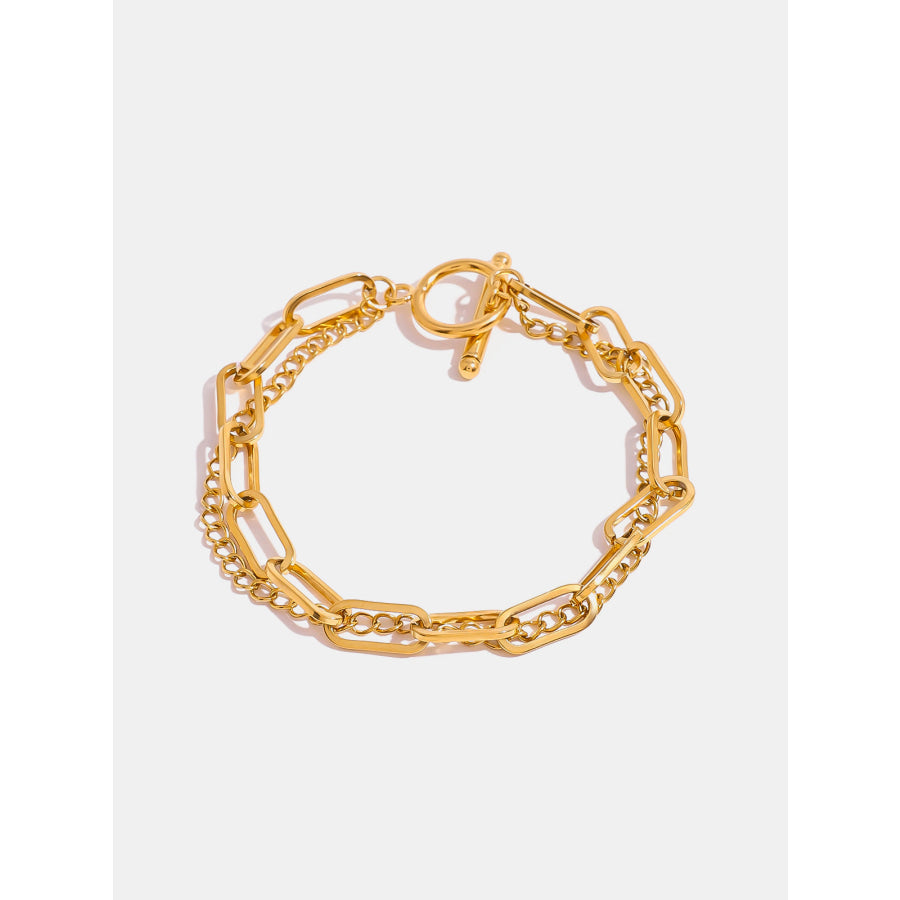 18K Gold-Plated Stainless Steel Chain Bracelet Gold / One Size Apparel and Accessories