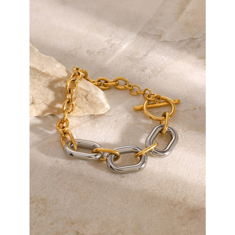 18K Gold-Plated Stainless Steel Chain Bracelet Gold / One Size Apparel and Accessories