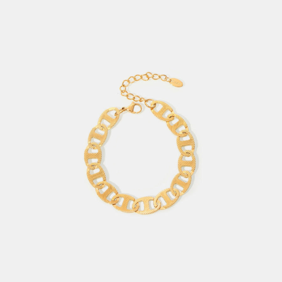 18K Gold-Plated Stainless Steel Chain Bracelet Gold / One Size Apparel and Accessories