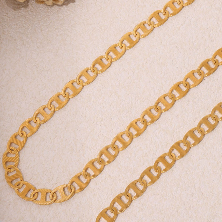 18K Gold-Plated Stainless Steel Chain Necklace Gold / One Size Apparel and Accessories