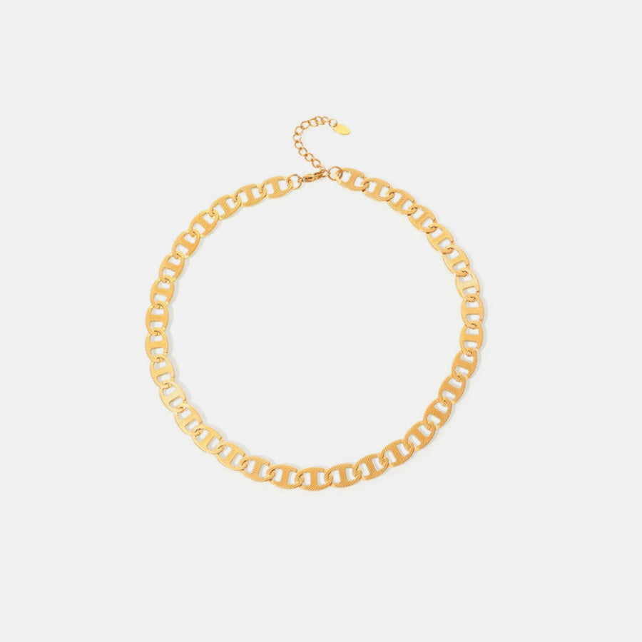 18K Gold-Plated Stainless Steel Chain Necklace Gold / One Size Apparel and Accessories