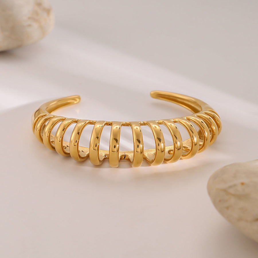 18K Gold-Plated Stainless Steel Cutout Bracelet Gold / One Size Apparel and Accessories