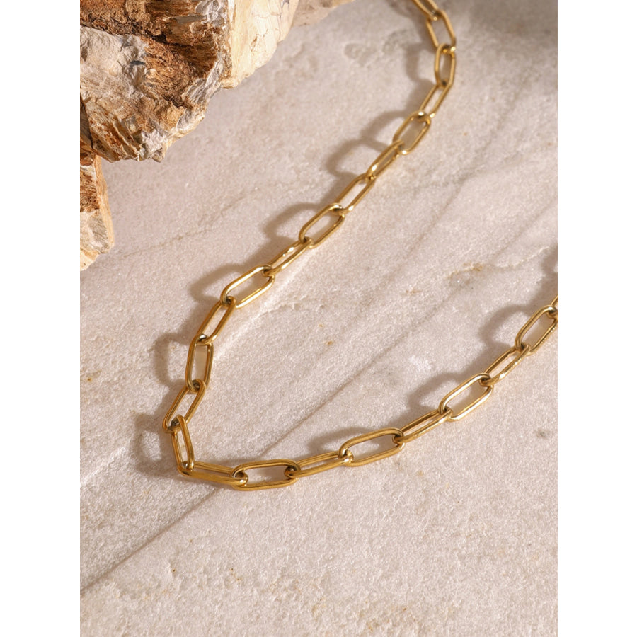 18K Gold-Plated Stainless Steel Double-Layered Necklace Gold / One Size Apparel and Accessories