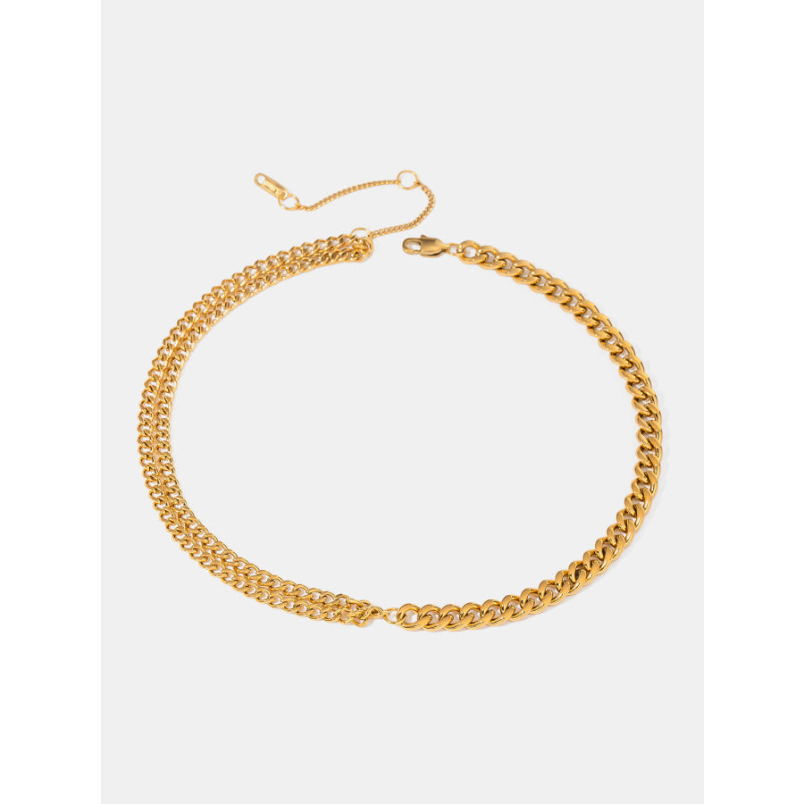 18K Gold-Plated Stainless Steel Double-Layered Necklace Gold / One Size Apparel and Accessories