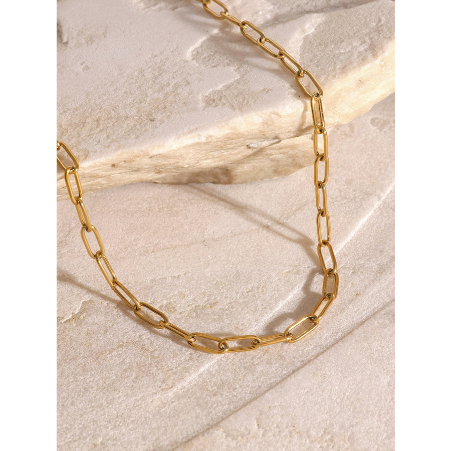 18K Gold-Plated Stainless Steel Double-Layered Necklace Gold / One Size Apparel and Accessories