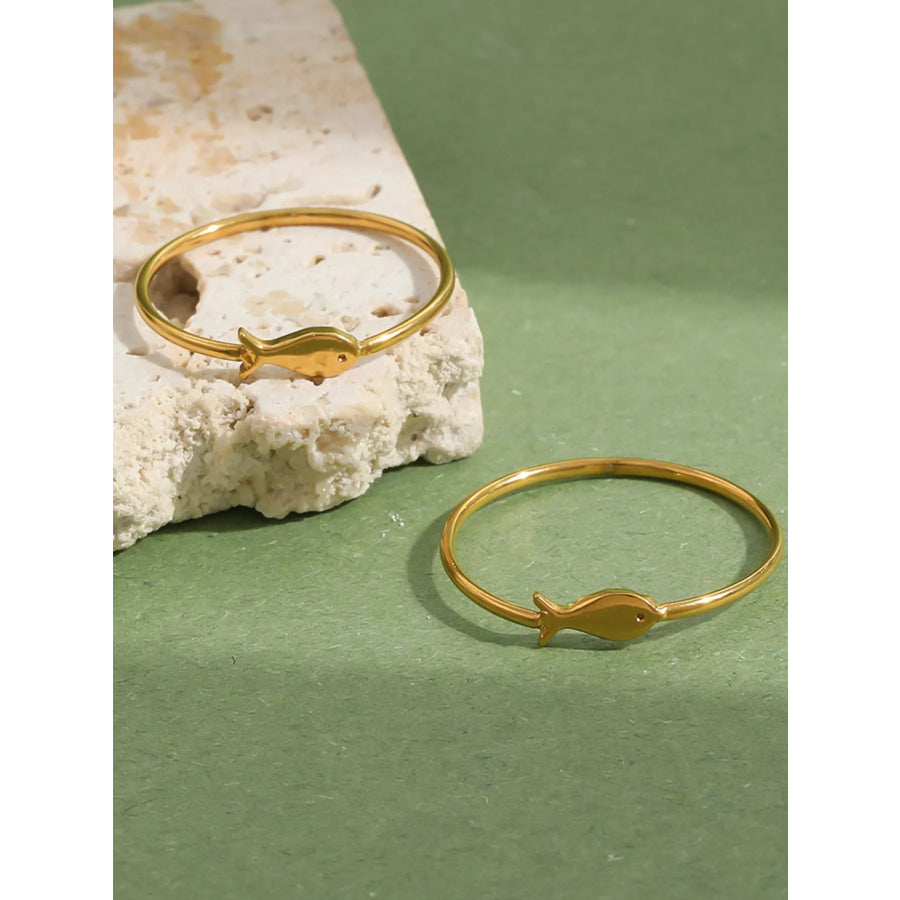 18K Gold-Plated Stainless Steel Fish Ring Gold / 6 Apparel and Accessories