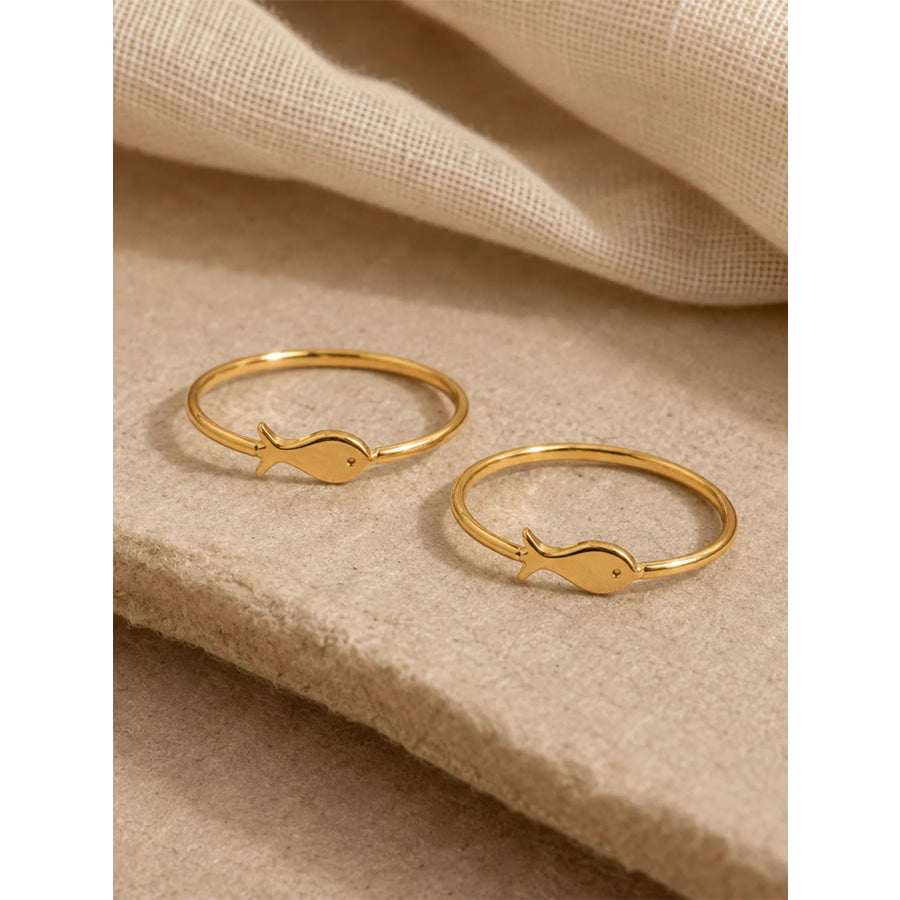 18K Gold-Plated Stainless Steel Fish Ring Apparel and Accessories