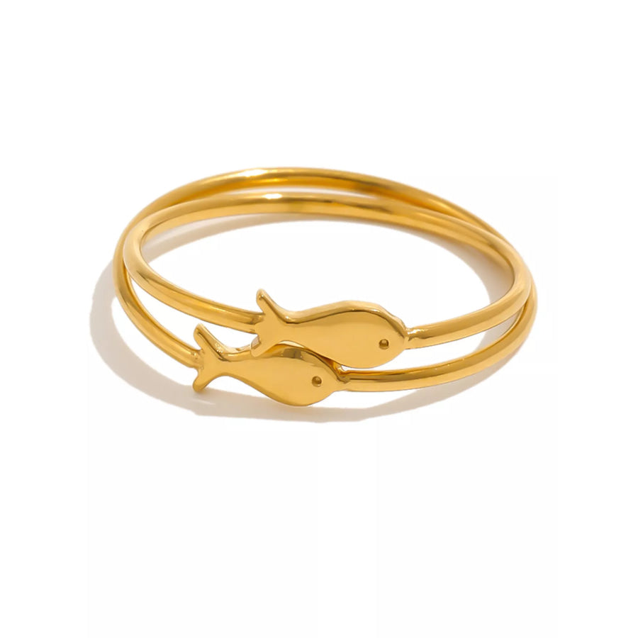 18K Gold-Plated Stainless Steel Fish Ring Apparel and Accessories