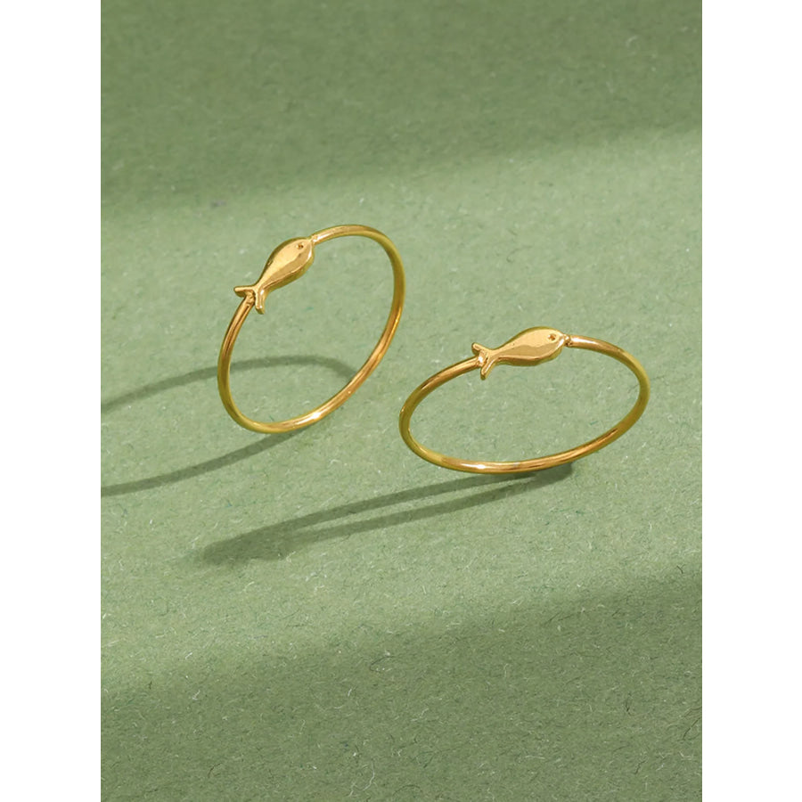 18K Gold-Plated Stainless Steel Fish Ring Apparel and Accessories