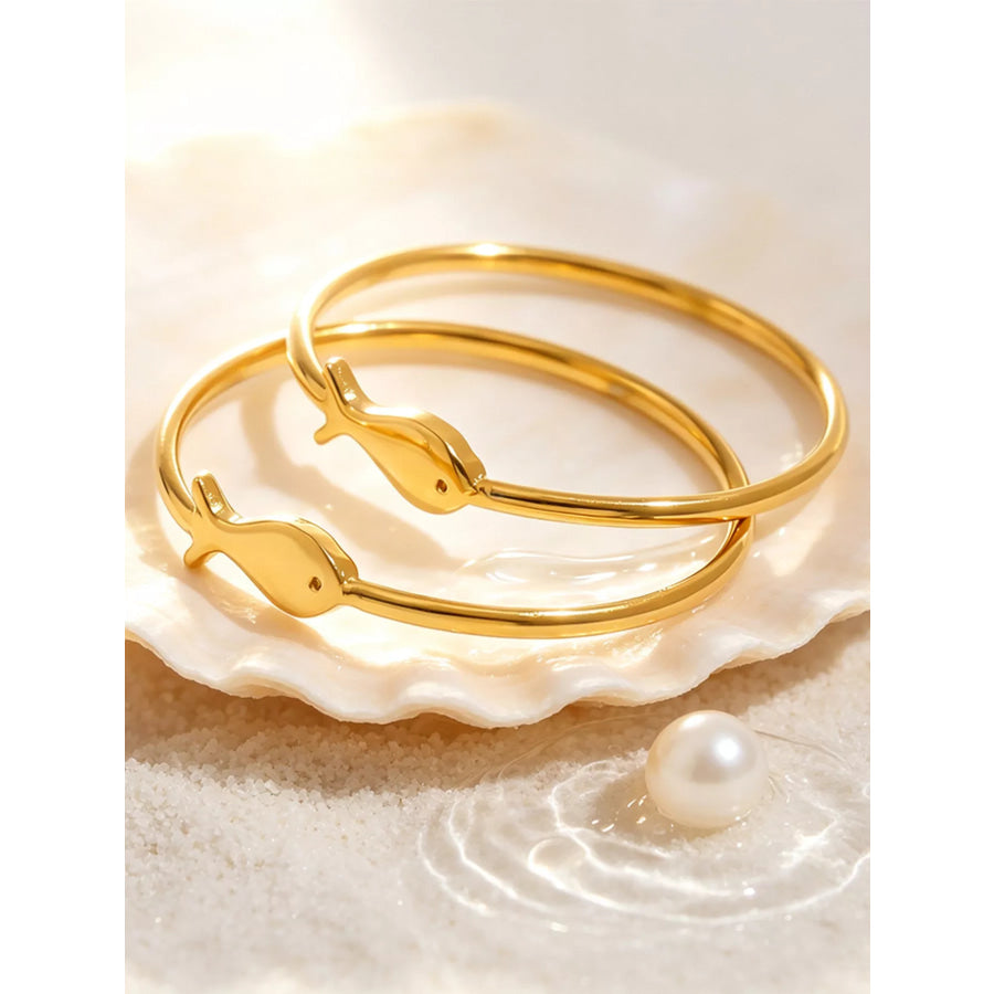 18K Gold-Plated Stainless Steel Fish Ring Apparel and Accessories