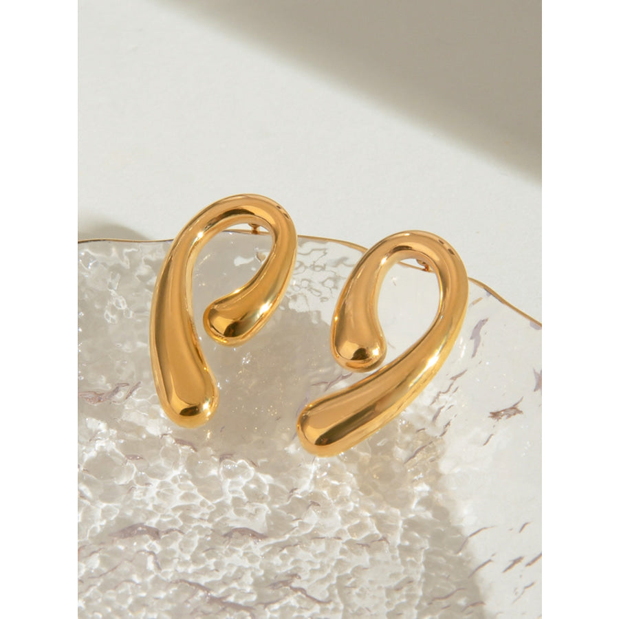 18K Gold-Plated Stainless Steel Geometric Shape Earrings Gold / One Size Apparel and Accessories