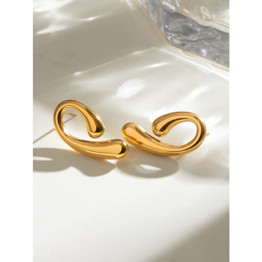 18K Gold-Plated Stainless Steel Geometric Shape Earrings Gold / One Size Apparel and Accessories