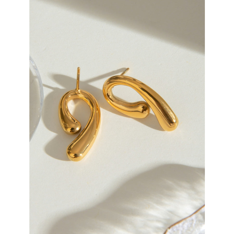 18K Gold-Plated Stainless Steel Geometric Shape Earrings Gold / One Size Apparel and Accessories