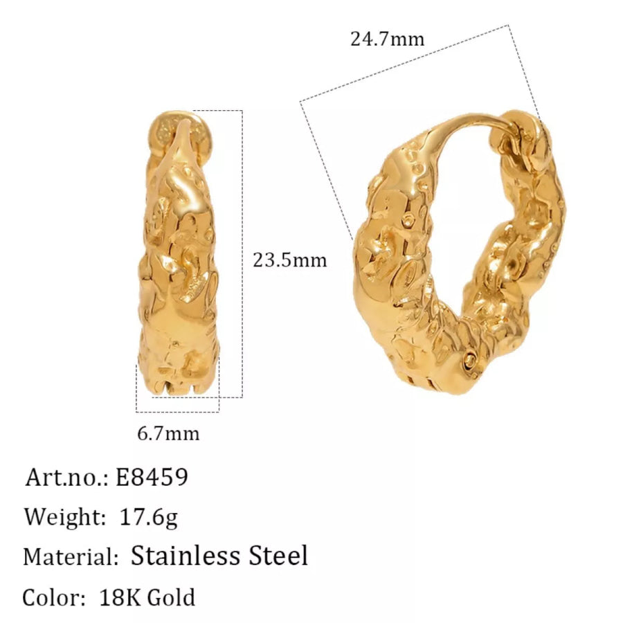 18K Gold-Plated Stainless Steel Hoop Earrings Gold / onesize Apparel and Accessories
