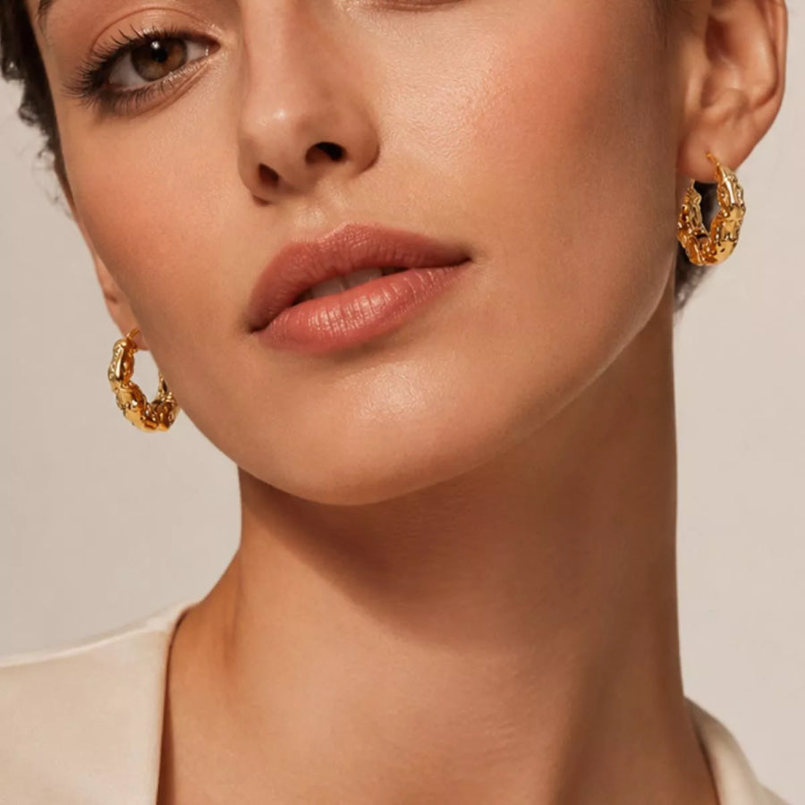 18K Gold-Plated Stainless Steel Hoop Earrings Gold / onesize Apparel and Accessories