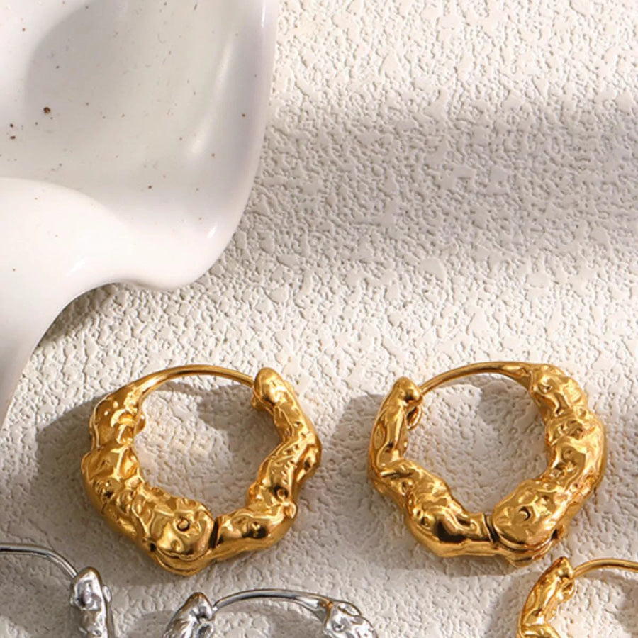 18K Gold-Plated Stainless Steel Hoop Earrings Gold / onesize Apparel and Accessories