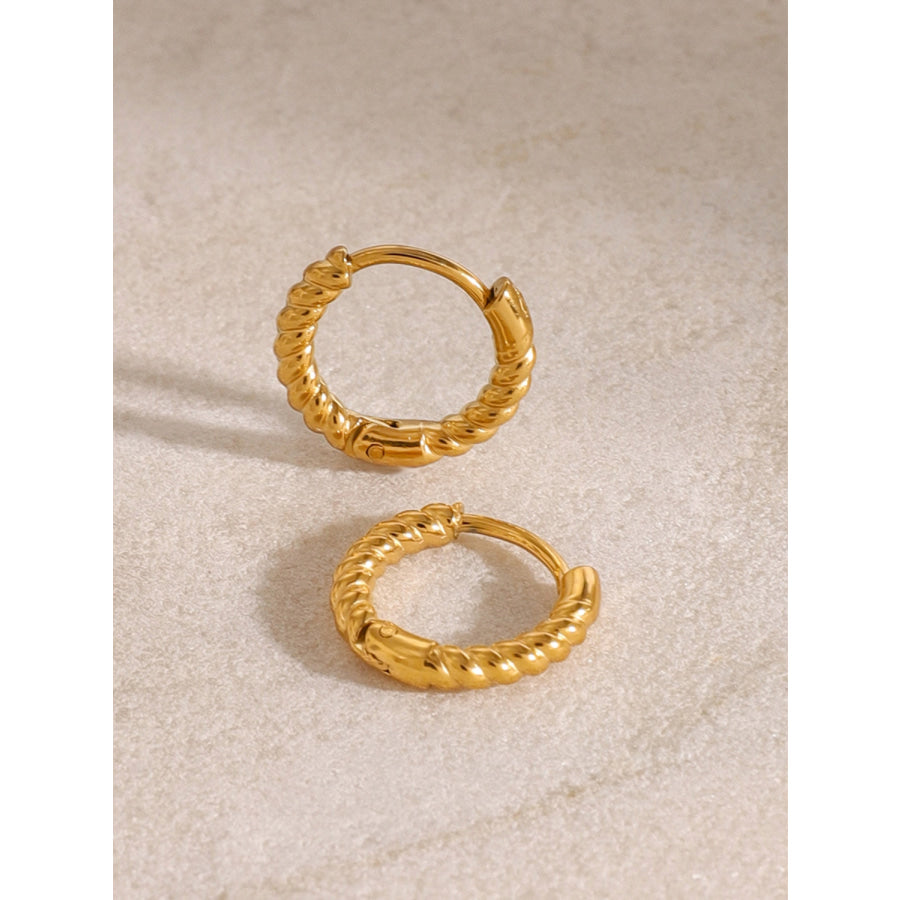 18K Gold-Plated Stainless Steel Huggie Earrings Gold / One Size Apparel and Accessories