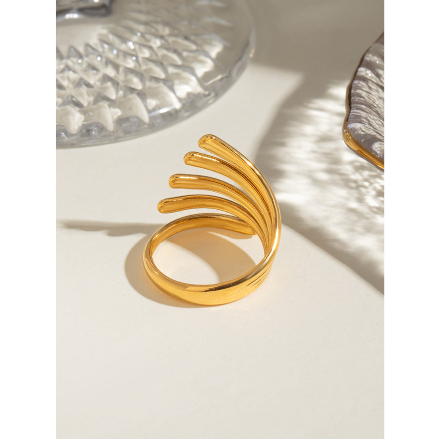 18K Gold-Plated Stainless Steel Irregular Lines Open Ring Gold / One Size Apparel and Accessories