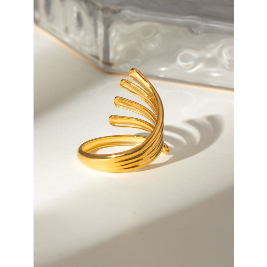 18K Gold-Plated Stainless Steel Irregular Lines Open Ring Gold / One Size Apparel and Accessories