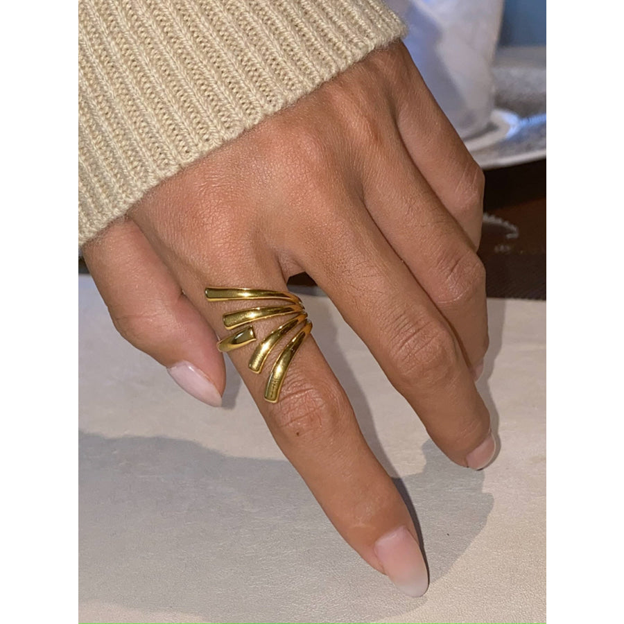 18K Gold-Plated Stainless Steel Irregular Open Ring Gold / One Size Apparel and Accessories