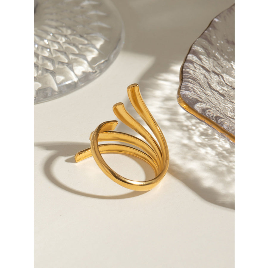 18K Gold-Plated Stainless Steel Irregular Open Ring Gold / One Size Apparel and Accessories