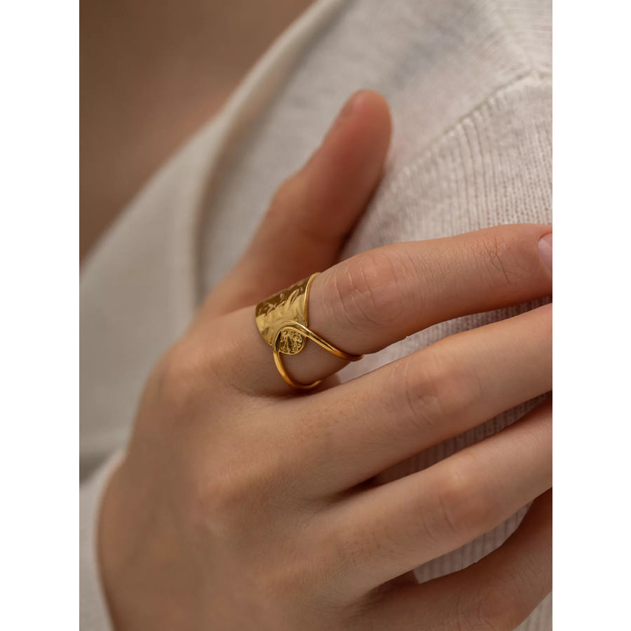 18K Gold-Plated Stainless Steel Irregular Open Ring Gold / onesize Apparel and Accessories
