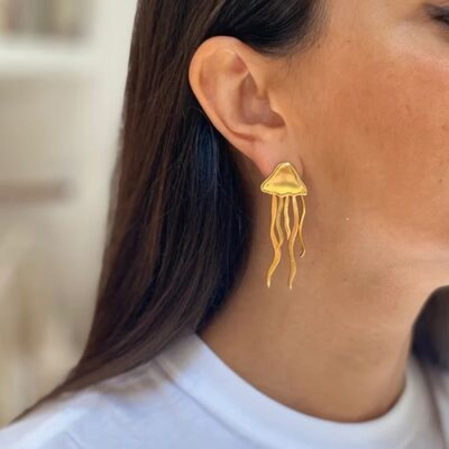 18K Gold - Plated Stainless Steel Jellyfish Earrings Gold / One Size Apparel and Accessories
