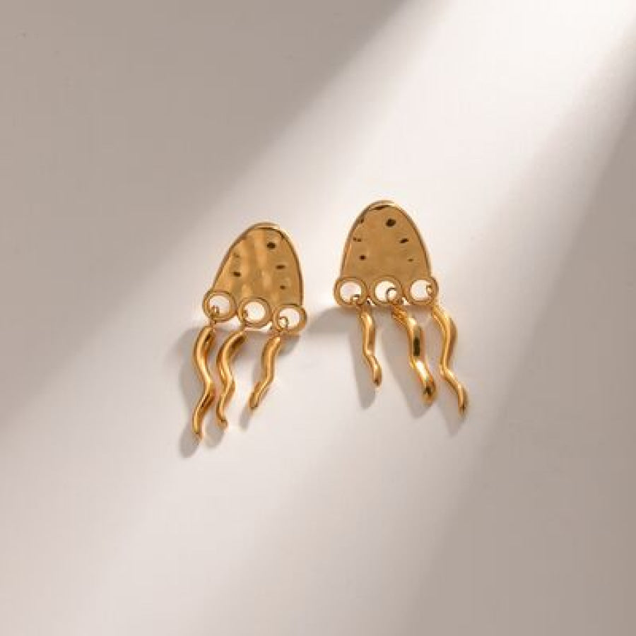 18K Gold - Plated Stainless Steel Jellyfish Earrings Gold / One Size Apparel and Accessories